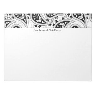 Bloco De Notas Teste padrão preto e branco de Paisley