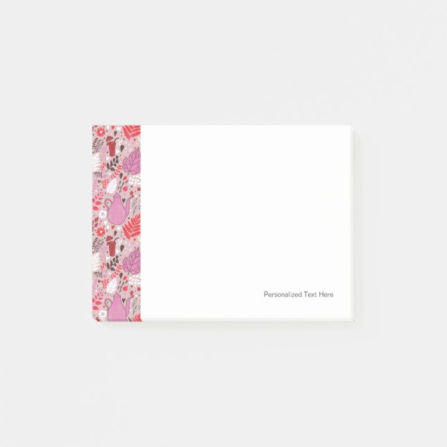 Bloco De Notas Teste padrão saboroso com pássaros e flores (Frente)