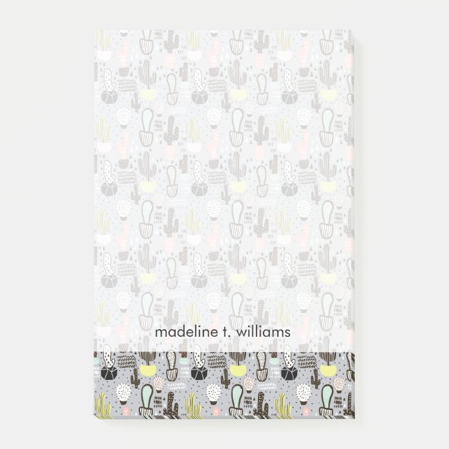 Bloco De Notas Teste padrão Textured tirado mão do cacto (Frente)