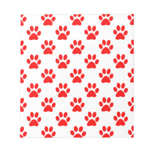 Bloco De Notas Teste padrão vermelho das patas do filhote de