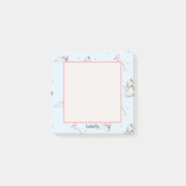 Bloco De Notas Texto com estrutura Snowman Snowball Design (Frente)