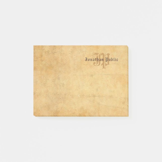 Bloco De Notas Texto de Mão do Estilo Antigo do Monograma da Vint (Frente)