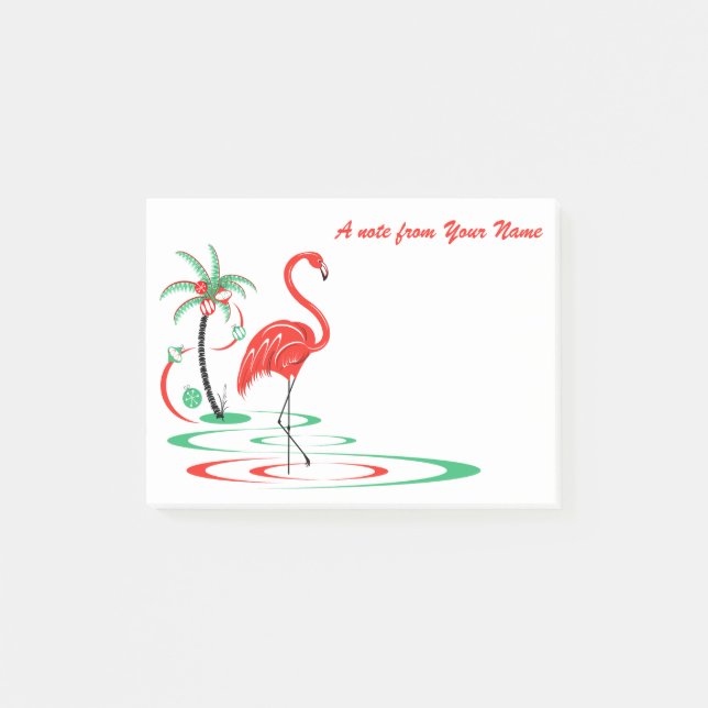 Bloco De Notas Texto Flamingo de Natal Vermelho horizontal (Frente)