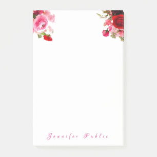 Bloco De Notas Texto floral do nome da escrita dos rosas da
