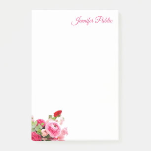 Bloco De Notas Texto Floral do Script de Mancha de Rosas de Aquar