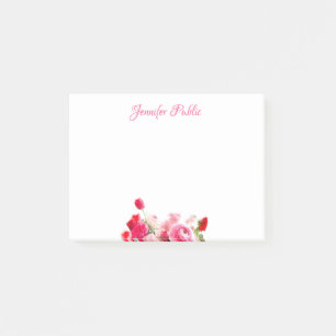Bloco De Notas Texto Manuscrito Texto Molha-Cor-de-Água Rosa Rosa