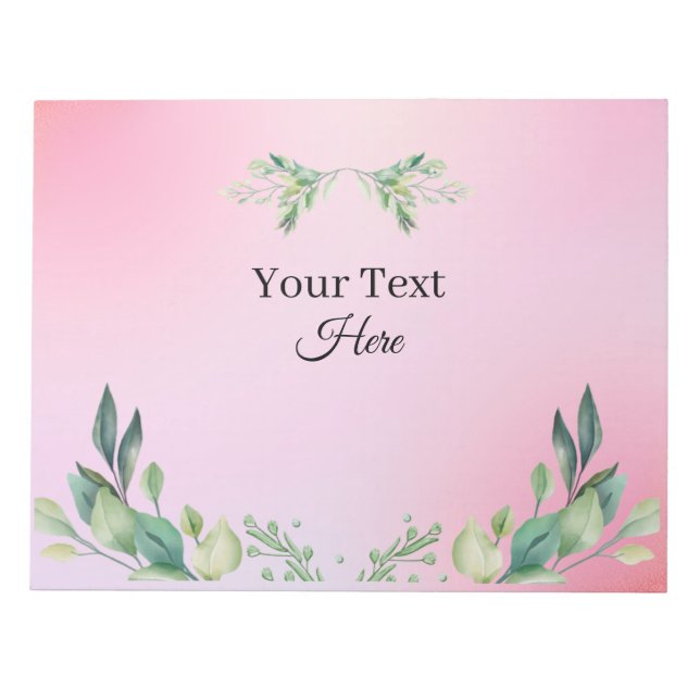 Bloco De Notas texto personalizado cor rosa  (Frente)
