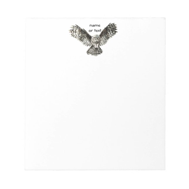 Bloco De Notas Texto Personalizado, Coruja de Aquarela, Aves Anim (Frente)