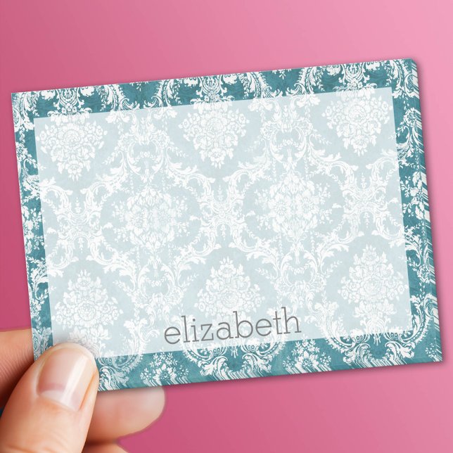 Bloco De Notas Texto Personalizado da Cor damasco Turquesa Grungy (Custom Post It Note Pad)