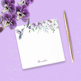 Bloco De Notas Texto Personalizado do Hummingbird Floral