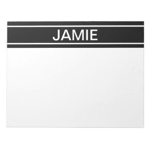 Bloco De Notas Texto personalizável  Preto e branco modernos e n