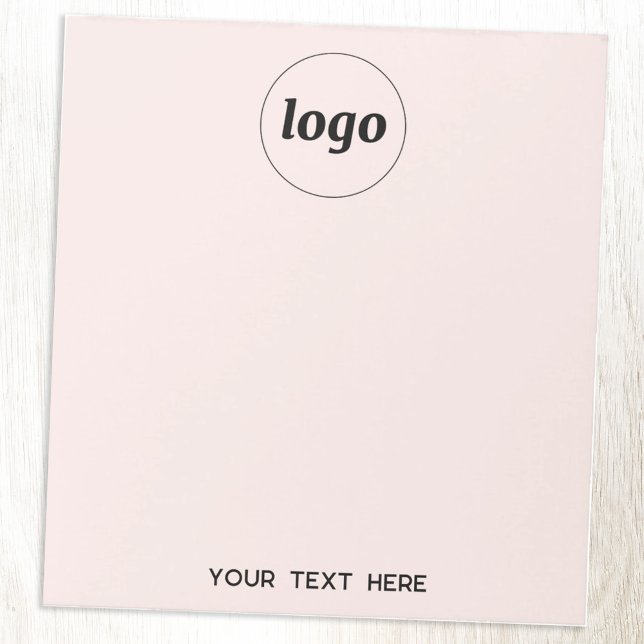 Bloco De Notas Texto Simples de Logo Empresarial Promocional Rosa (Logo with custom text business promotional blush pink notepad)