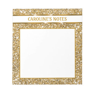 Bloco De Notas Textura de Brilho Amarelo Dourado Falso & Texto Pe