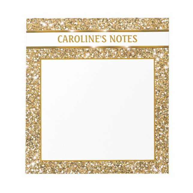 Bloco De Notas Textura de Brilho Amarelo Dourado Falso & Texto Pe (Frente)