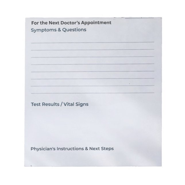 Bloco De Notas The "Quick Notes" Appointment & Questions (Frente)