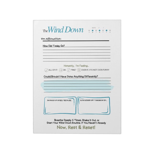 Bloco De Notas The WIND DOWN – 5-Minute Evening Journal Notepad (Invertido)