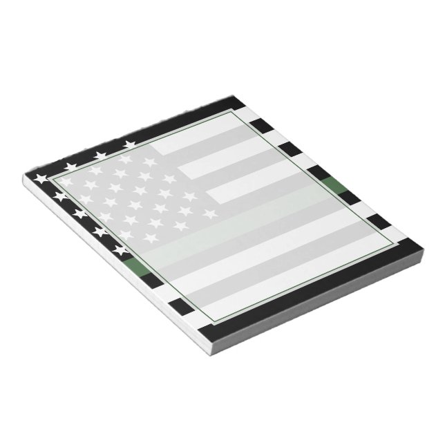 Bloco De Notas Thin Green Line - Bandeira Militar Veterano (Inclinado)
