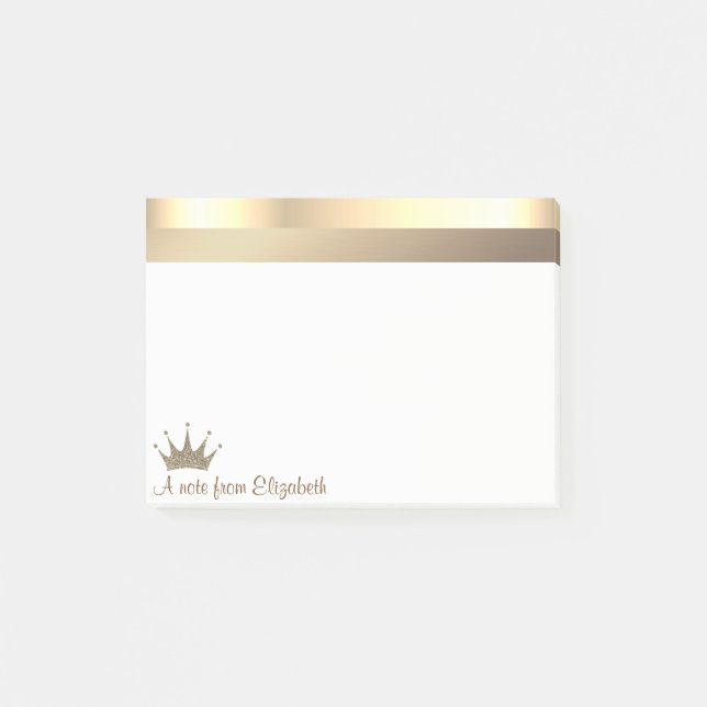 Bloco De Notas Tiara Moderna Elegante de Ouro - Personalizada (Frente)
