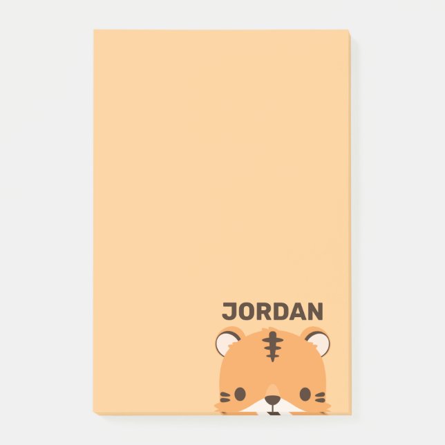 Bloco De Notas Tigre Fofo com Nome Personalizado (Frente)