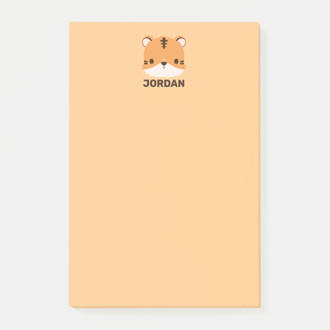 Bloco De Notas Tigre Fofo com Nome Personalizado (Frente)
