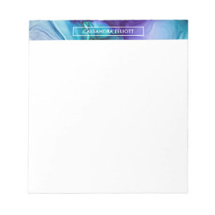 Bloco De Notas Tinta de Álcool Teal e Roxo Abstrato