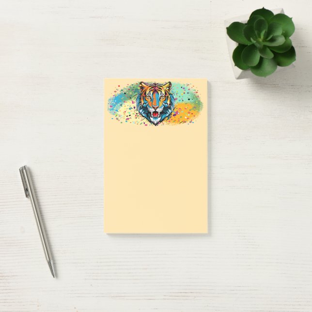 Bloco De Notas Tinta de cores Arco-íris Cabeça de Tigre (Escritótio)