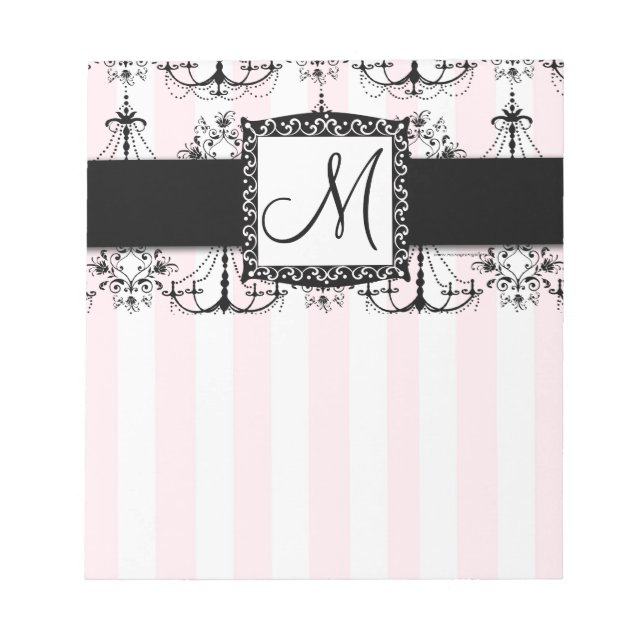 Bloco de notas Tinta-Rosa Chic Stripes Preto Chand (Frente)