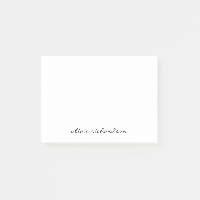 Bloco De Notas Tipografia de Script Simples Preto Moderno Manuscr (Frente)