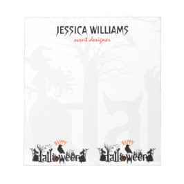 Bloco De Notas Tipografia do conceito de Halloween Preto e Laranj