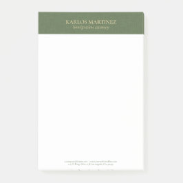Bloco De Notas Típografia Dourada em Lino Verde Floresta Simples