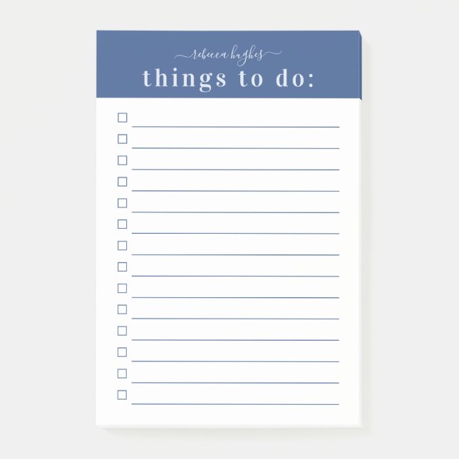 Bloco De Notas Tipografia Retroativa Mínima | Monograma Azul (Frente)