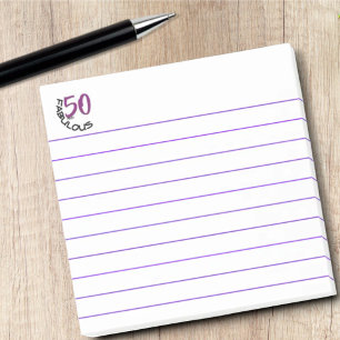 Bloco De Notas Tipografia roxa & preta "50 e fabulosos "