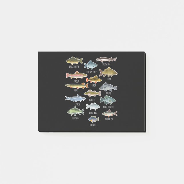 Bloco De Notas Tipos De Espécies De Peixes Águas frescas (Frente)
