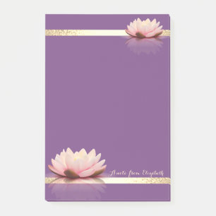 Bloco De Notas Tiras Douradas Girly Na moda Elegantes, Lotos Roxo