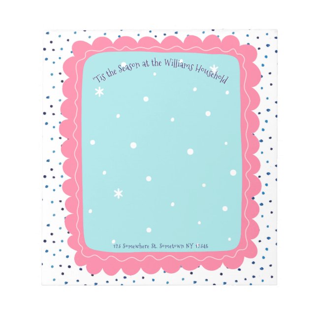 Bloco De Notas Tis the Season Family Holiday Hand-drawn Custom (Frente)