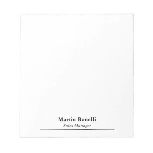 Bloco De Notas Título de Nome Branco e Preto Profissional Moderno