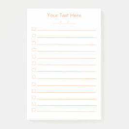 Bloco De Notas To Do List Custom Post-it® Notes White Orange 4x6