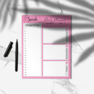 Bloco De Notas To do list daily planner pink minimalist