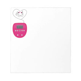 Bloco De Notas Tocador de CD Rosa com Fones de Ouvido Beijando