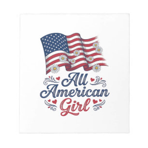Bloco De Notas Toda a garota americana camisa patriótica daisy ba