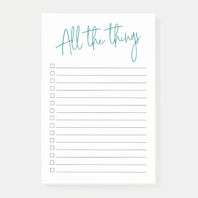 Bloco De Notas Todas as coisas com caixas de seleção e linhas (Frente)