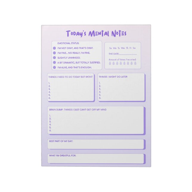 Bloco De Notas Today's Mental Notes Notepad  (Invertido)