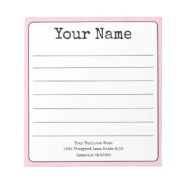 Bloco De Notas Tom róseo suave retrô com seu nome em linhas