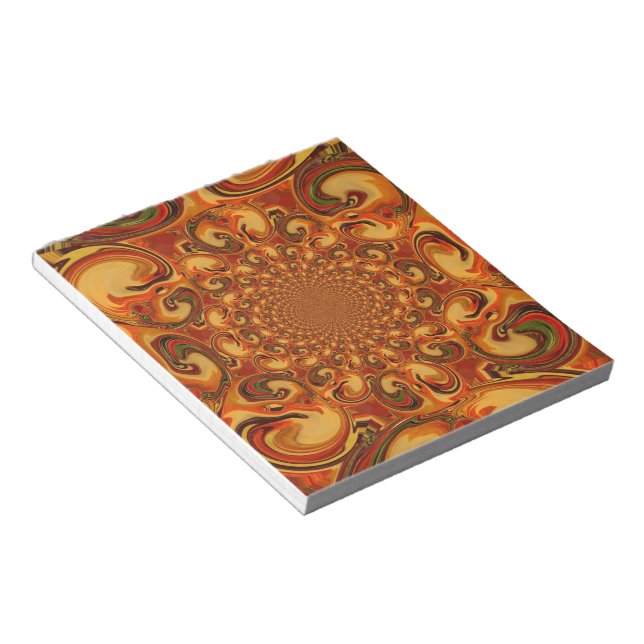 Bloco De Notas Tons abstratos giratórios em laranja, marrom e ver (Inclinado)