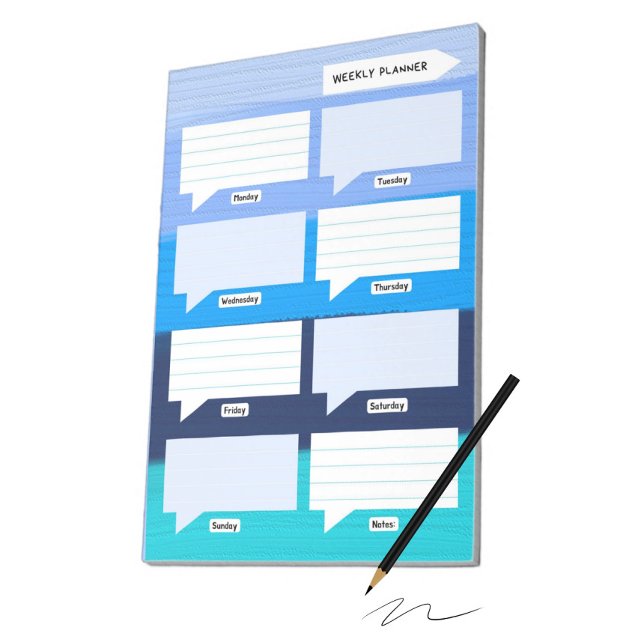 Bloco De Notas tons azuis do planejador semanal (Criador carregado)
