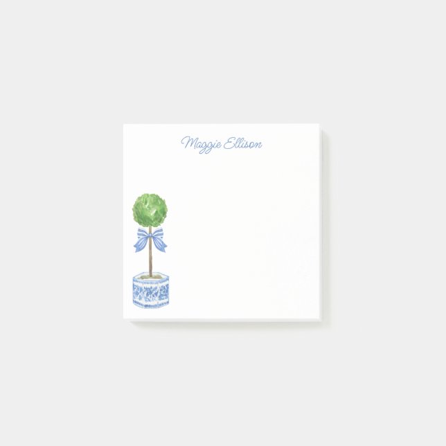 Bloco De Notas Topiário do Arco de Aquarela Chinoiserie (Frente)