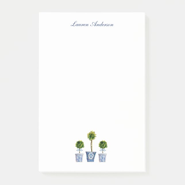 Bloco De Notas Tópicos elegantes em potes azuis e brancos (Frente)