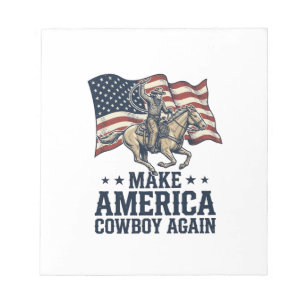 Bloco De Notas Torne a América Cowboy Novamente Camisa Patriótica