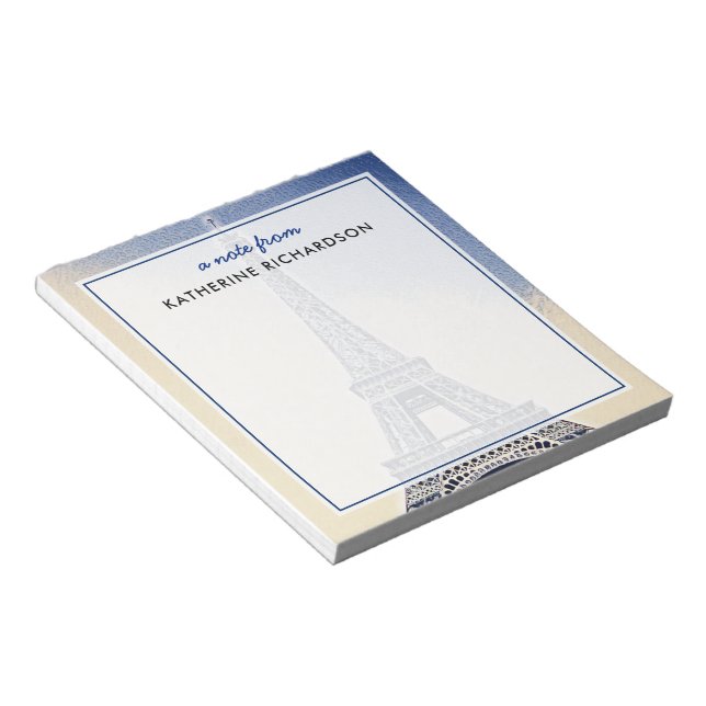 Bloco De Notas Torre Eiffel Personalizada Arte França (Inclinado)