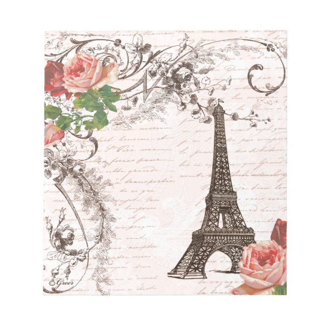 Bloco De Notas Torre Eiffel Vermelho e Rosa Rosa Rosa (Frente)